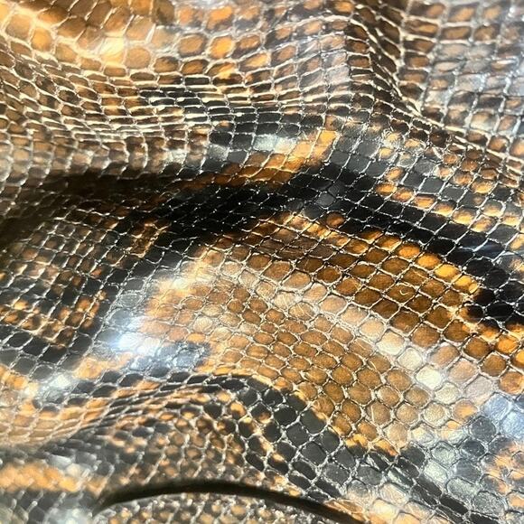 Jimmy Choo Ramona Brown Snakeskin Embossed Leather Cinched Satchel Bag - Picture 2 of 13